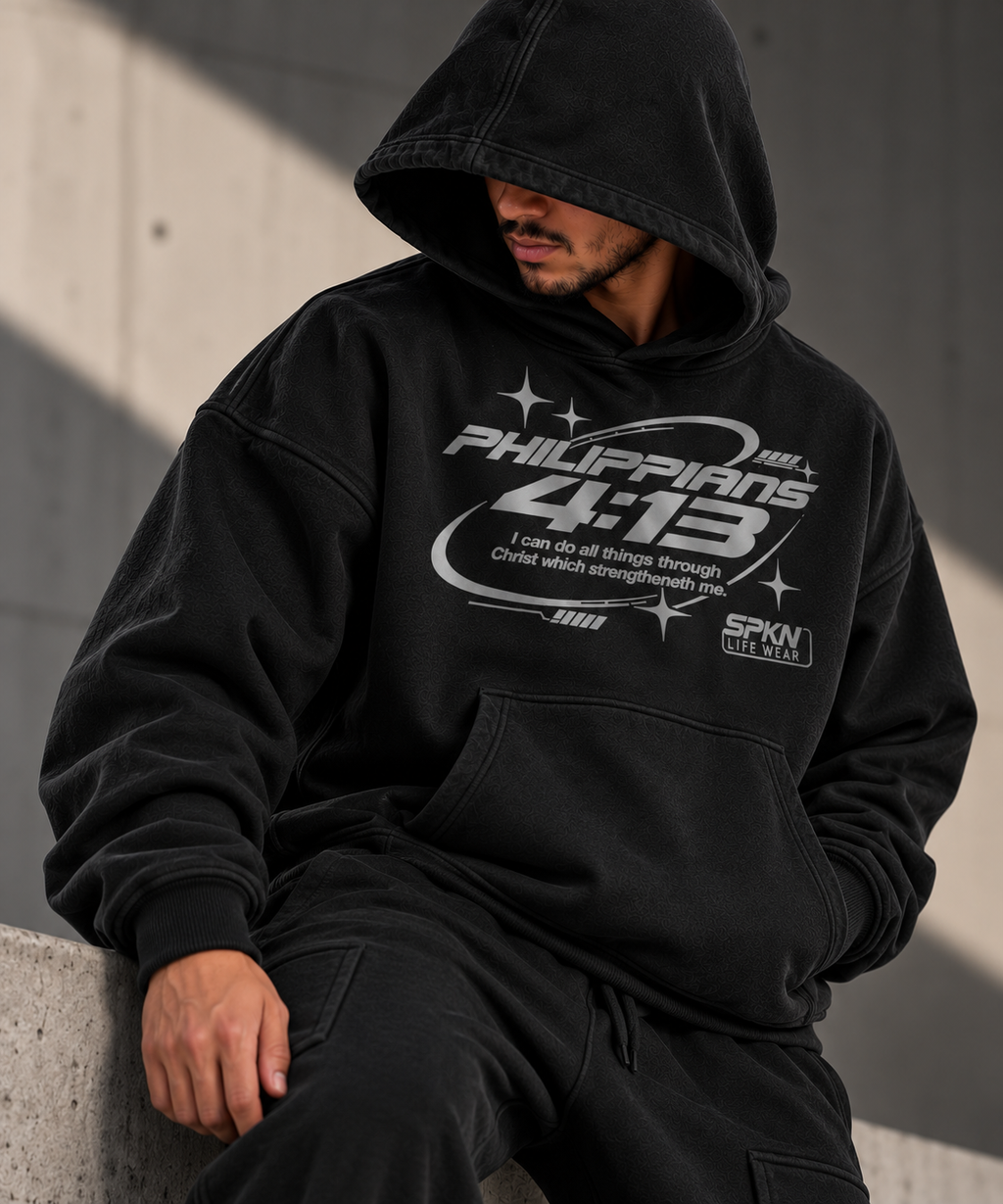Black Philippians Vintage Washed Hoodie